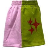 Pink & Green Colorblock Orange QOS Logo Short | Queen Of Sparkles