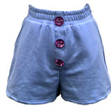 Dusty Blue Henley Jewel Button Short | Queen Of Sparkles