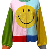 Licensed Colorblock Smiley Sweater | Queen Of Sparkles