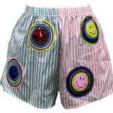 Licensed Striped Colorblock Smiley Short | Queen Of Sparkles