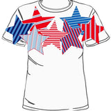 White USA Stripe Patch Stars Tee | Queen Of Sparkles