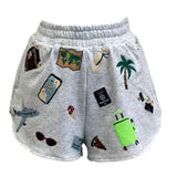 Grey Multi Travel Icon Short | Queen Of Sparkles