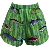 Green Striped Multi Fish Short | Queen Of Sparkles