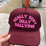 Dilly Dally Trucker Hat | Burgundy Pink