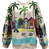 Beige Beach Scene Sweatshirt | Queen Of Sparkles