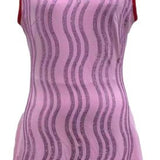 Pink Squiggle Rhinestone With Red Trim Tank Dress | Queen Of Sparkles