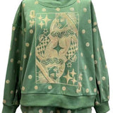 Dusty Green Polka Dot QOS Card Logo Mock Neck Sweatshirt | Queen Of Sparkles