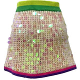 Ivory Rainbow Trim Paillette Crochet Skirt | Queen Of Sparkles