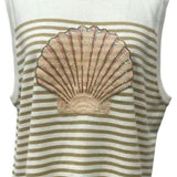 Ivory & Tan Striped Shell Knit Tank | Queen Of Sparkles
