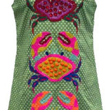 Green Polka Dot Multi Crab Cotton Tank Dress | Queen Of Sparkles