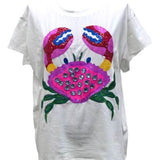 White Multi Rainbow Crab Tee | Queen Of Sparkles