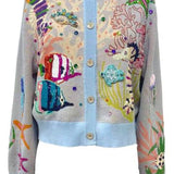 Light Blue Under The Sea Button Up Cardigan | Queen Of Sparkles