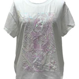 White Tonal QOS Card Logo Tee | Queen Of Sparkles