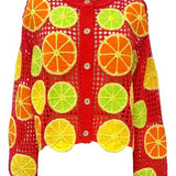 Crochet Lemon, Lime & Orange Button Up Sweater | Queen Of Sparkles