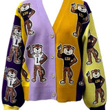 Licensed LSU Mascot Colorblock Button Up Cardigan | Queen Of Sparkles