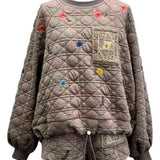Quilted Floral QOS Card Logo Sweatshirt | Queen Of Sparkles