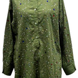 Olive Scattered Multi Rhinestone Cotton Button Up Romper | Queen Of Sparkles