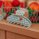 Blue Gingham Strawberry Charm Claw
