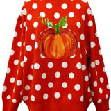 Orange Polka Dot Pumpkin Sweater | Queen Of Sparkles