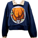 Navy Polka Dot Collar Turkey Sweatshirt | Queen Of Sparkles
