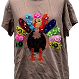 Light Brown Rainbow Flower Turkey Tee | Queen Of Sparkles