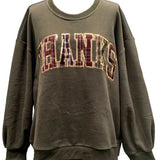 Brown Plaid 'Thanks' Sweatshirt | Queen Of Sparkles