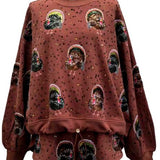 Rust Rhinestone Scattered Turkey Sweatshirt | Queen Of Sparkles