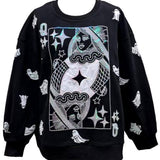 Black & White Ghost QOS Queen Card Sweatshirt | Queen Of Sparkles