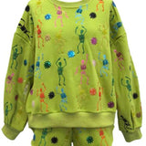 Lime Green Multi Skeleton Sweatshirt | Queen Of Sparkles