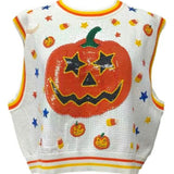 White Full Sequin Pumpkin & Small Icon Vest | Queen Of Sparkles
