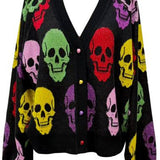 Black Multi Skull Button Rhinestone Cardigan | Queen Of Sparkles
