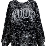 Black & White Spider Web 'Spooky' Sweatshirt | Queen Of Sparkles