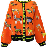 Orange Halloween Dogs Button Up Cardigan | Queen Of Sparkles