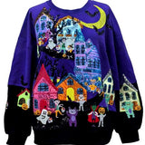 Purple Trick Or Treat Halloween Scene Sweatshirt | Queen Of Sparkles