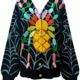 Black Multi Spider On Web Button Up Cardigan | Queen Of Sparkles