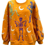 Orange Dancing Skeleton Sweatshirt | Queen Of Sparkles