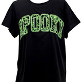 Black & Neon Green Spider Web 'Spooky' Tee | Queen Of Sparkles