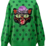 Green Polka Scardy Cat Sweater | Queen Of Sparkles