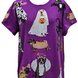 Purple Halloween Dogs In Costumes Tee | Queen Of Sparkles