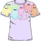KIDS Lavender Multi Gingham Ghost Patch Tee | Queen Of Sparkles