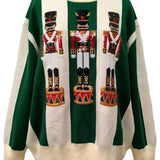 Green & Ivory Striped Nutcracker Sweater | Queen Of Sparkles