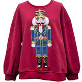 Red Nutcracker In Denim Suit Sweatshirt | Queen Of Sparkles
