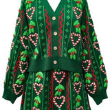 Green 3D Holly & Peppermint Cardigan | Queen Of Sparkles