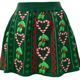 Green 3D Holly & Peppermint Knit Skirt | Queen Of Sparkles