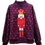 Red Polka Dot QOS Card Logo Nutcracker Mock Neck Sweatshirt | Queen Of Sparkles