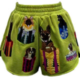 Green Dogs In Present Boxes Short | Queen Of Sparkles