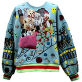 Aqua Dogs On Santa's Sleigh Sweatshirt | Queen Of Sparkles