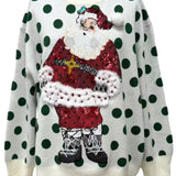 White & Green Polka Dot Sequin Santa | Queen Of Sparkles