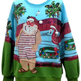 Multi Santa At The Pool Sweatshirt | Queen Of Sparkles