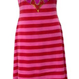 Pink Striped Knit Multi Ornament Midi Dress | Queen Of Sparkles